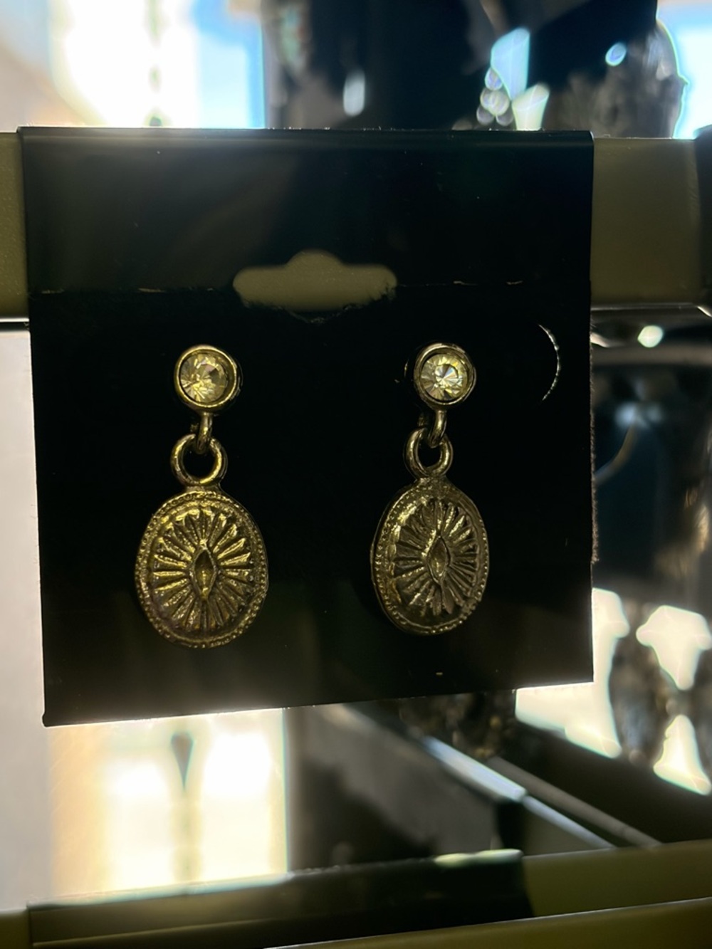 Boho Glam Silver Tone Sunburst Drop Earrings